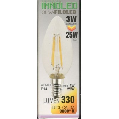 Lampadina FILOLED OLIVA 3w E14 Luce calda 3000K