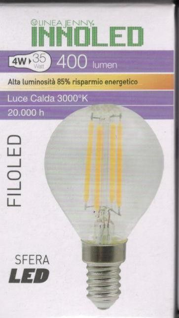 Lampadina FILOLED SFERA 4w E14 Luce calda 3000K