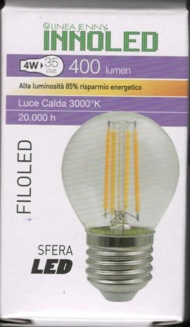Lampadina FILOLED SFERA 4w E27 Luce calda 3000K