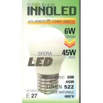 Lampadina LED SFERA 6w E27 Luce naturale 4000 K