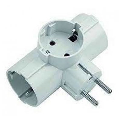 Adattatore triplo maschio schuko con 3 prese schuko