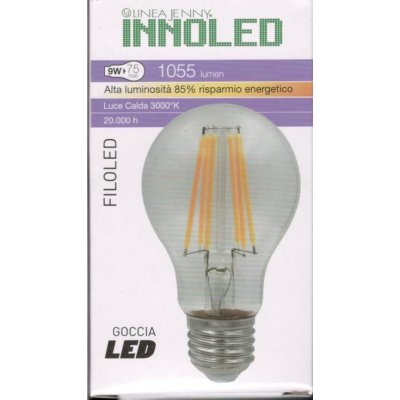 Lampadina FILOLED GOCCIA 9w E27 Luce calda 3000K