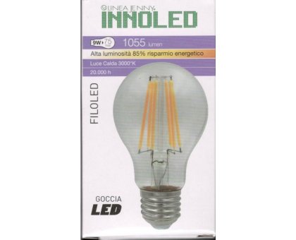Lampadina FILOLED GOCCIA 9w E27 Luce calda 3000K