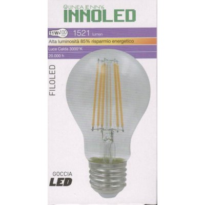 Lampadina FILOLED GOCCIA 11w E27 Luce calda 3000K