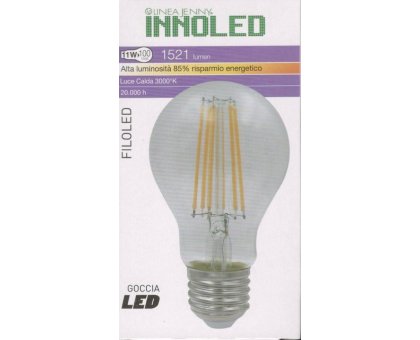 Lampadina FILOLED GOCCIA 11w E27 Luce calda 3000K