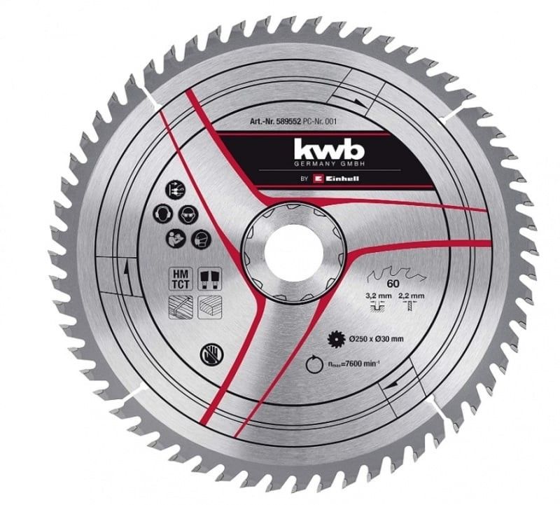 Disco da taglio mm 250 x foro 30 mm 60 denti Kwb 589552