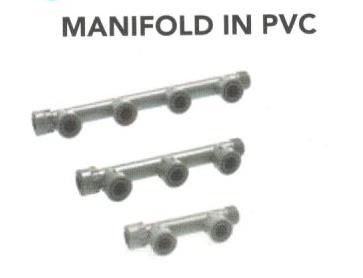 Collettore MANIFOLD in PVC a 3 uscite per giardino con ghiere da 1'
