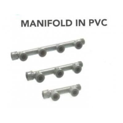 Collettore MANIFOLD in PVC a 3 uscite per giardino con ghiere da 1'