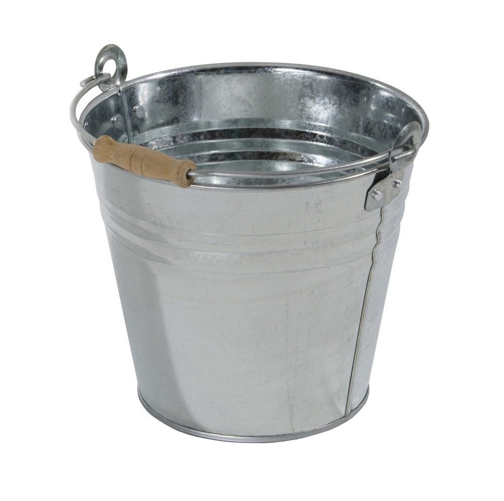 Secchio lt 8 in lamiera zincata con impugnatura in legno