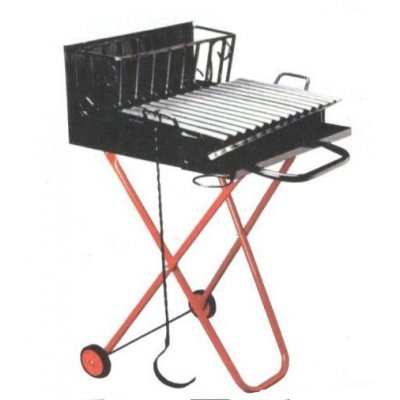 Barbecue a legna/carbonella pieghevole griglia inox cm 50x64x78
