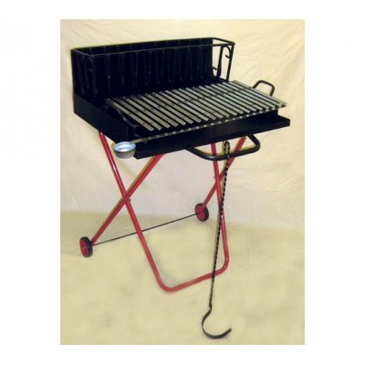 Barbecue a legna/carbonella pieghevole griglia inox cm 70x66x78