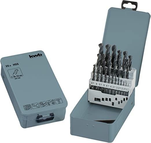 Serie 25 pz punte trapano mm 1-13 per metallo HSS fresate e rettificate