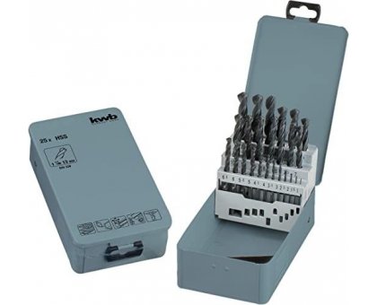 Serie 25 pz punte trapano mm 1-13 per metallo HSS fresate e rettificate