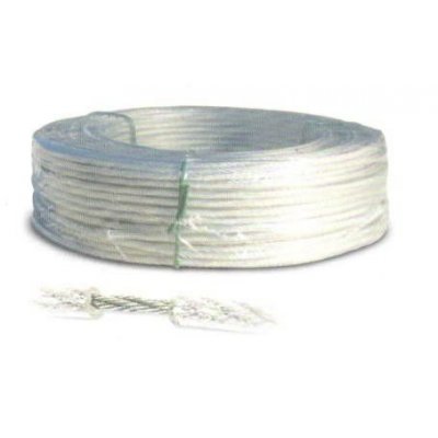 Fune acciaio zincata rivestita PVC trasparente diametro mm 5,0 rotolo mt 100