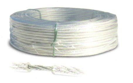 Fune acciaio zincata rivestita PVC trasparente diametro mm 4,0 rotolo mt 100