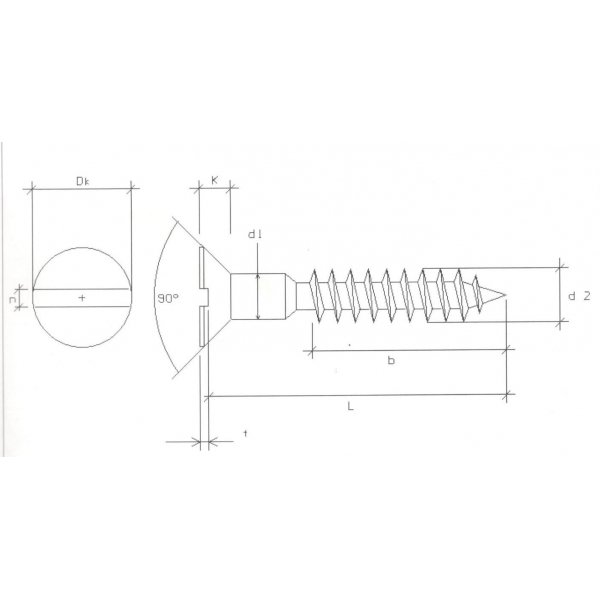 Viti per legno mm 3,5 x 25 in ferro grezzo  T.P.S. taglio cacciavite