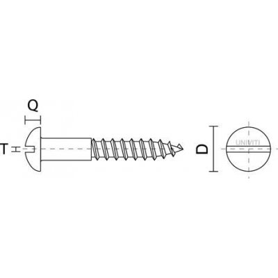 Viti per legno mm 4,5 x 25 in ferro ottonato T.T. taglio cacciavite