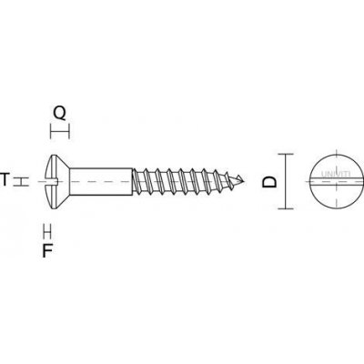 Viti per legno mm 4,5 x 60 in ferro ottonato T.S.C. taglio cacciavite