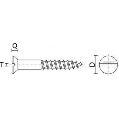 Viti per legno mm 6,0 x 45 in ferro grezzo T.P.S. taglio cacciavite