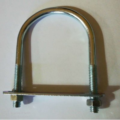 Cavallotto tondo mm 6,9 x 89 con piastra e dadi in ferro zincato