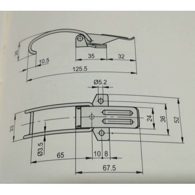 Chiusura a leva con gancio lunghezza totale cm 12