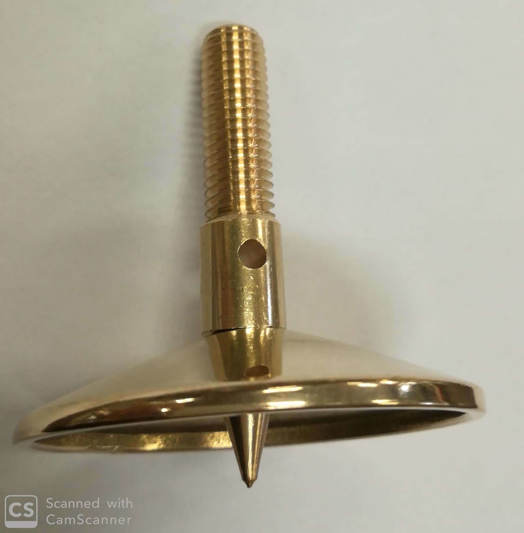 Piedino ottone 10 MA x 60 mm con puntale e filetto  registrabile