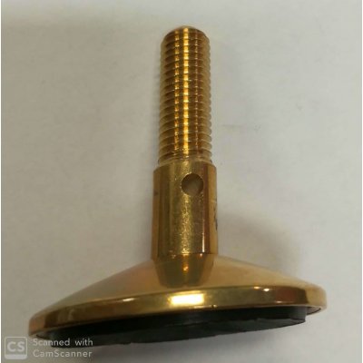 Piedino ottone 10 MA x 50 mm con gomma registrabile