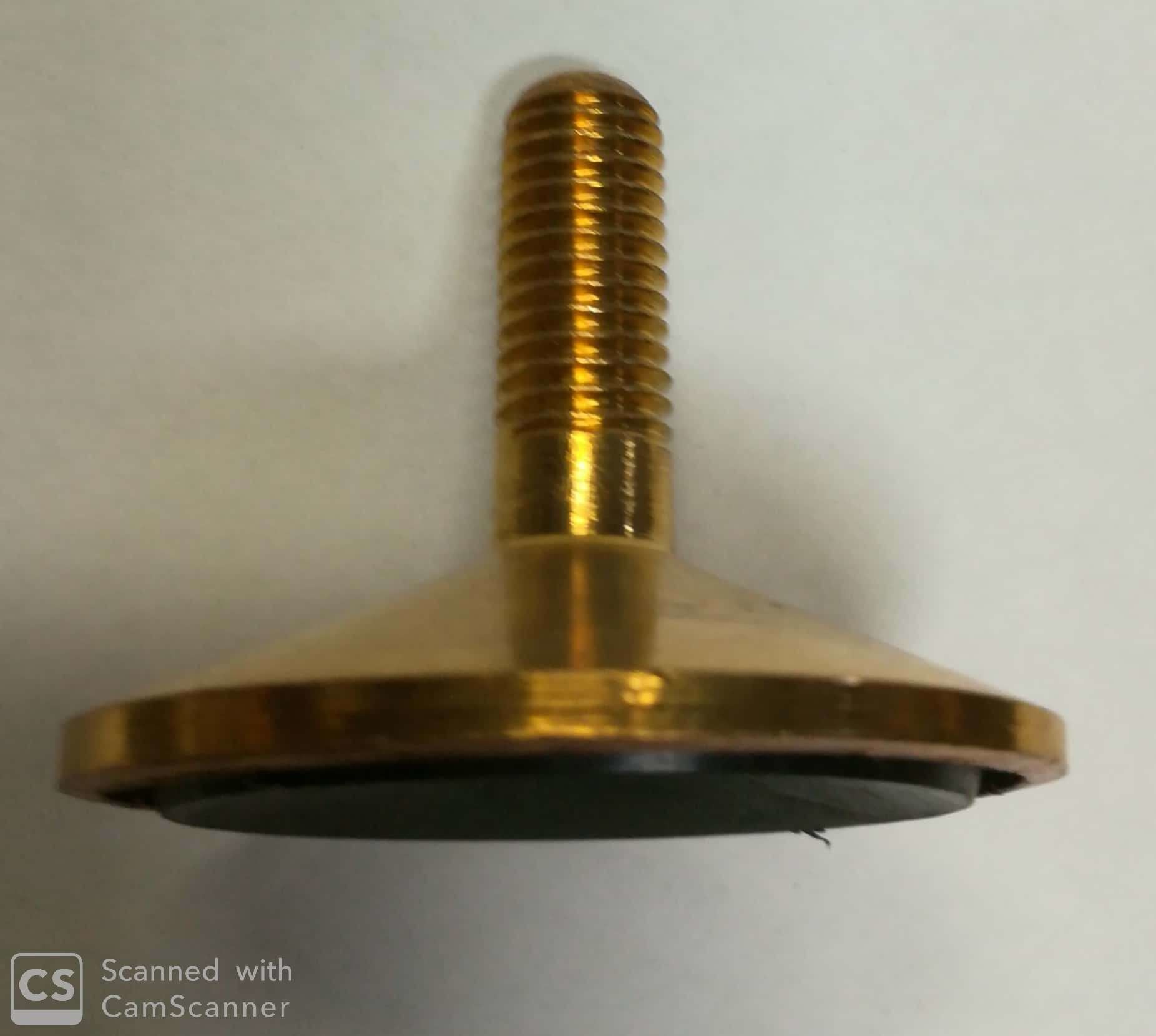 Piedino ottone 10 MA x 50 mm fisso con gomma