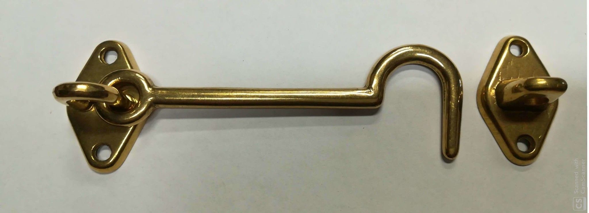 Gancio fermapersiane mm 100 in ottone lucido