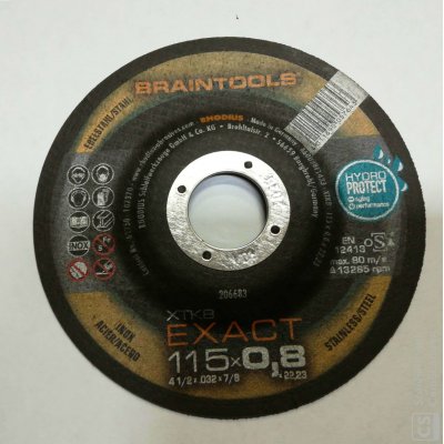 Disco RHODIUS XT38 per taglio inox Ø 115 x 0,8 mm foro 22,23