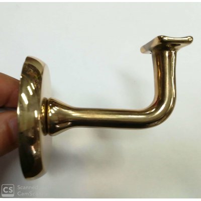 Supporto corrimano con rosetta a base tonda ottone lucido