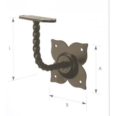 Supporto corrimano in ferro a base piana verniciato nero