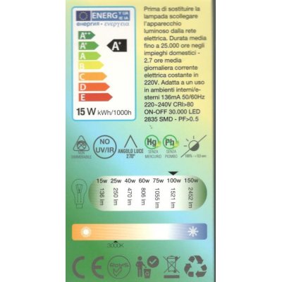 Lampadina LED modello SL 15w E27 3000K