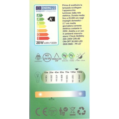 Lampadina LED modello SL 20w E27 3000K