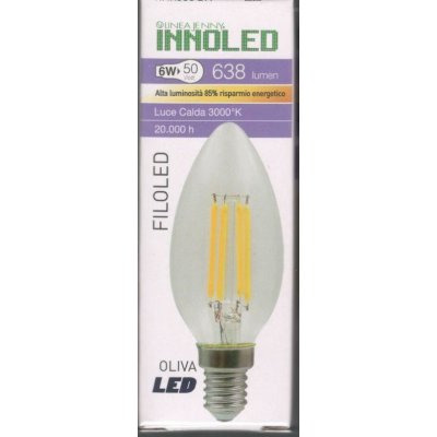 Lampadina FILOLED OLIVA 6w E14 Luce calda 3000K