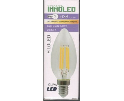 Lampadina FILOLED OLIVA 6w E14 Luce calda 3000K