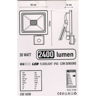 Proiettore LED con sensore SLIM 30 w IP65 6500 K INNOLED