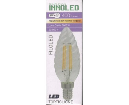 Lampadina FILOLED TORTIGLIONE 4w E14 Luce calda 3000K