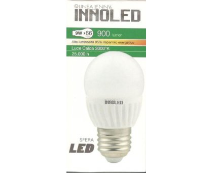 Lampadina LED SFERA 9w E27 Luce calda 3000 K