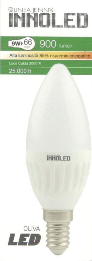 Lampadina LED OLIVA 9w E14 Luce calda 3000 K