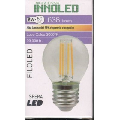Lampadina FILOLED SFERA 6w E27 Luce calda 3000K
