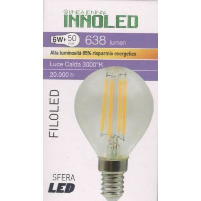 Lampadina FILOLED SFERA 6w E14 Luce calda 3000K