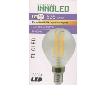 Lampadina FILOLED SFERA 6w E14 Luce calda 3000K