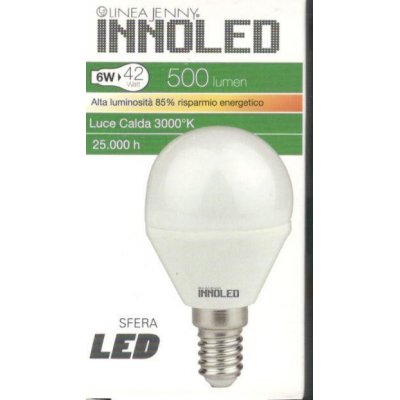 Lampadina LED SFERA 6w E14 Luce calda 3000 K