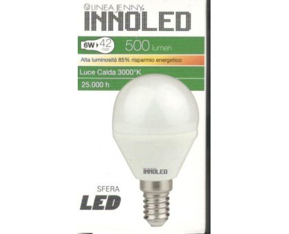 Lampadina LED SFERA 6w E14 Luce calda 3000 K