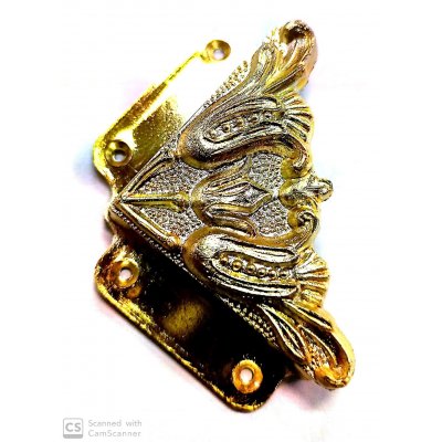 Fermaspecchi ad angolo lavorato in plastica colore metalizzato oro