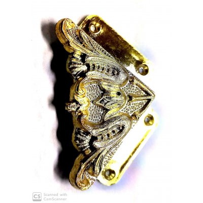 Fermaspecchi ad angolo lavorato in plastica colore metalizzato oro