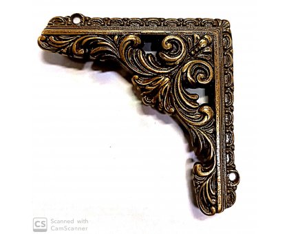 Reggispecchi ad angolo lavorato in ottone bronzato mm 65 x 65