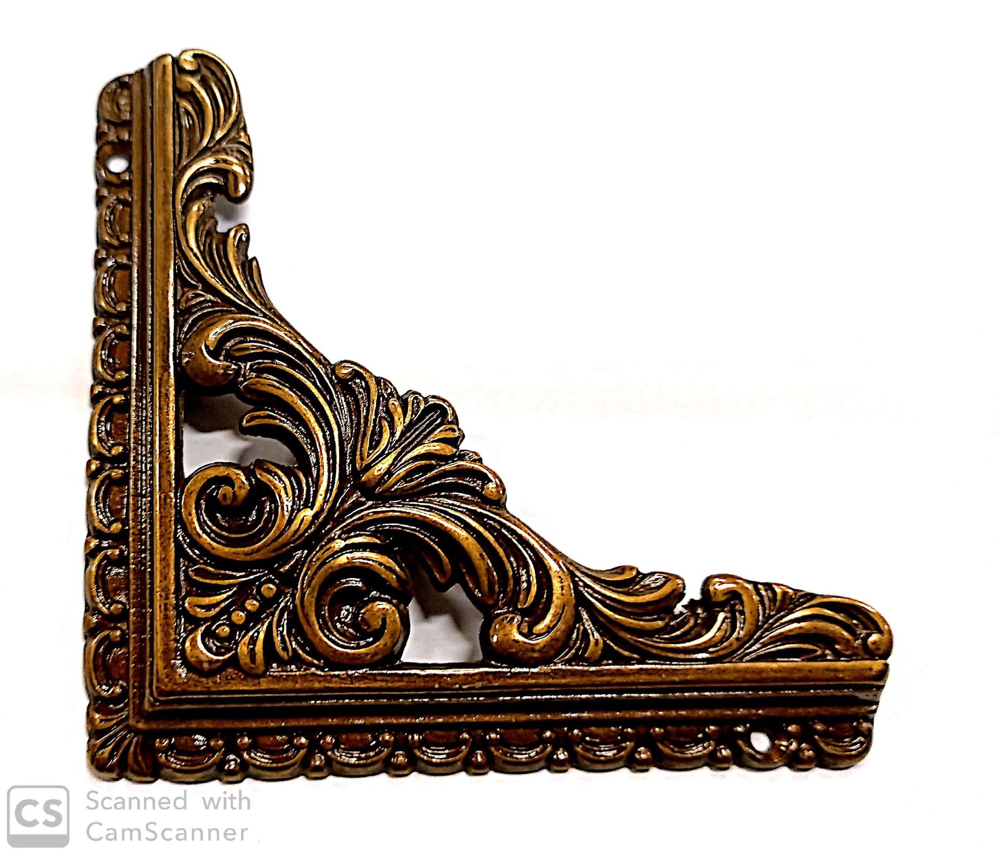 Reggispecchi ad angolo lavorato in ottone bronzato mm 95 x 95