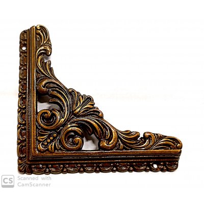 Reggispecchi ad angolo lavorato in ottone bronzato mm 95 x 95